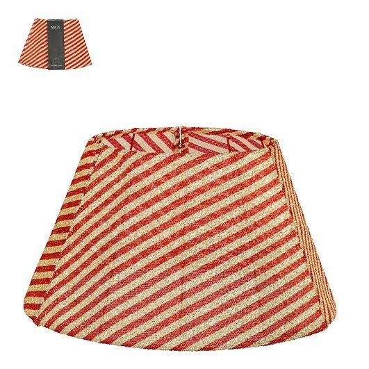 Luxury Foldable Tree Skirt Stripes Red 50 x 30cm - XMAS TREE STANDS / BAGS / SKIRTS - Beattys of Loughrea