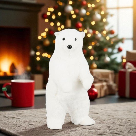 Decorative Polar Bear White 21 x 18 x 40cm - XMAS DECORATIONS - Beattys of Loughrea
