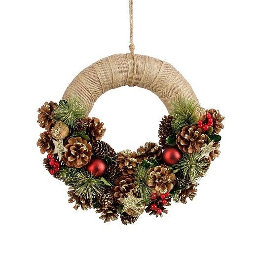 Mica Decorations Roslyn Brown Wreath 9 x 34cm - XMAS WREATHS - Beattys of Loughrea