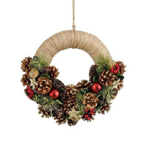Mica Decorations Roslyn Brown Wreath 9 x 34cm - XMAS WREATHS - Beattys of Loughrea