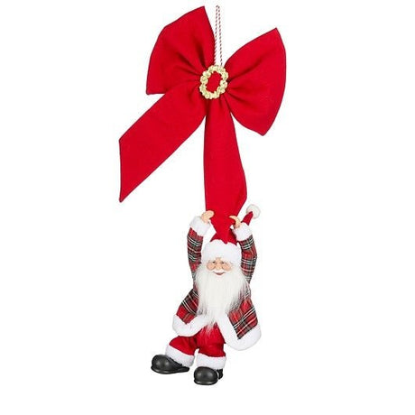 Santa on Bow Moving with Music 38 x 15 x 90cm - XMAS ROOM DECORATION LARGE AND LIGHT UP - Beattys of Loughrea