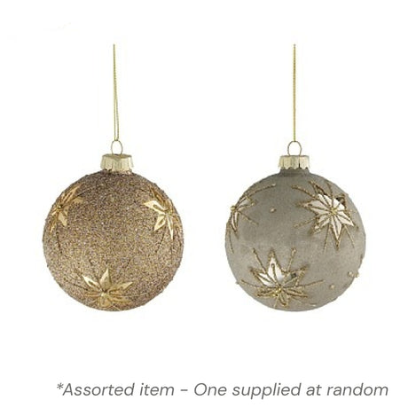 Grey Brown Snowflake Bauble 8 x 8cm Assorted - One Supplied* - XMAS BAUBLES - Beattys of Loughrea