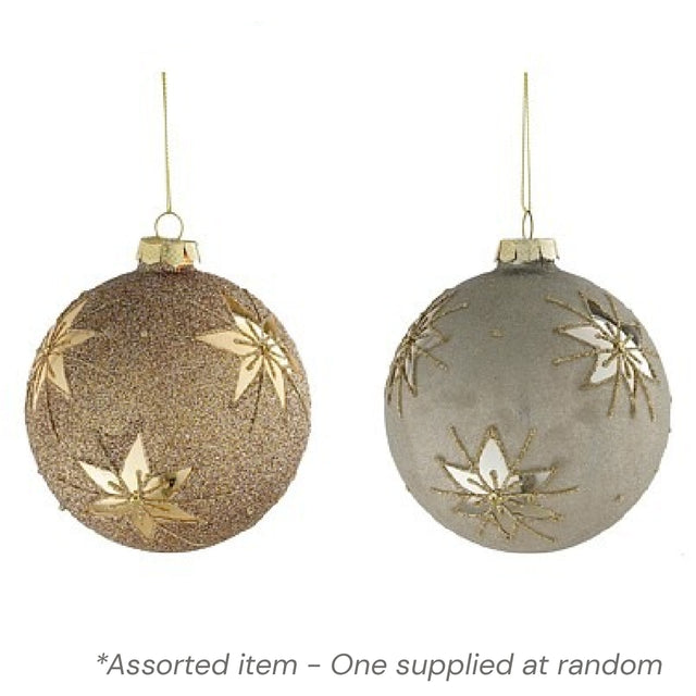 Grey Brown Snowflake Bauble 10 x 10cm Assorted - One Supplied* - XMAS BAUBLES - Beattys of Loughrea