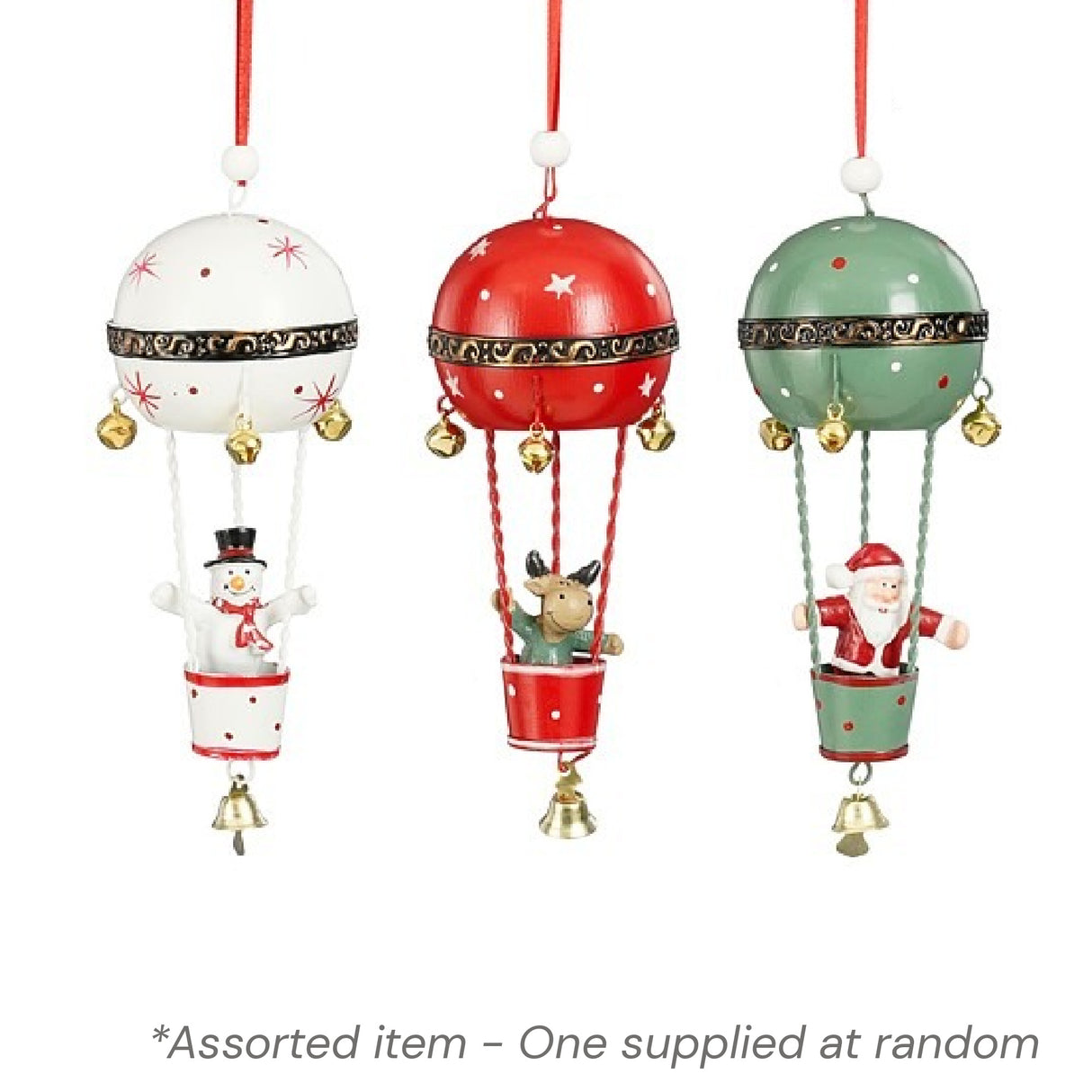 Hot Air Balloon Bauble 11cm Assorted - One Supplied* - XMAS HANGING DECOS - Beattys of Loughrea