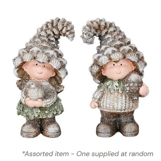 Boy Girl Christmas Ornament Grey 20.5cm Assorted - One Supplied* - XMAS DECORATIONS - Beattys of Loughrea