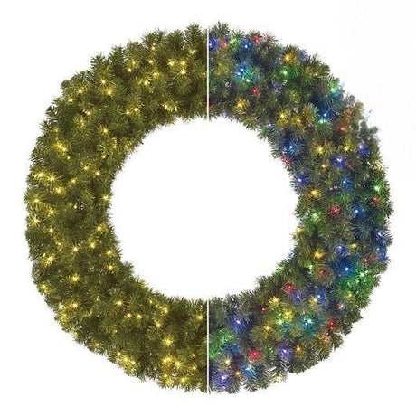 Limber 60cm Outdoor Green Wreath with 50 Warm White/Multicolour LEDs, 140 Tips, Timer & Remote Dimmer - XMAS WREATHS - Beattys of Loughrea