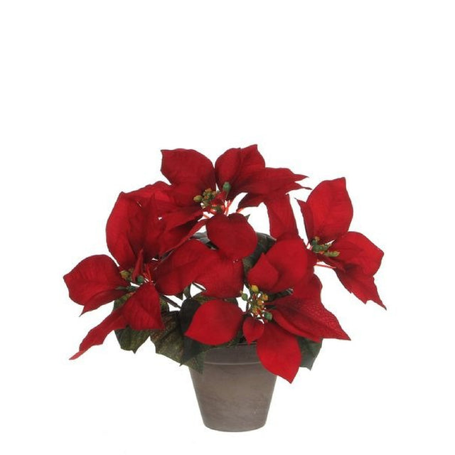 Mica Decorations Artificial Red Poinsettia in Grey Pot 35cm - XMAS SOFT DECOS - Beattys of Loughrea