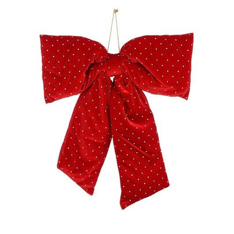Luxury Christmas Bow Red with Gems 7 x 39 x 50cm - XMAS DECORATIONS - Beattys of Loughrea