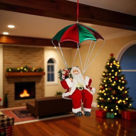 Mica Decorations Santa with Parachute Red 60cm - XMAS DECORATIONS - Beattys of Loughrea