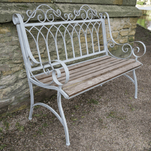 Lincoln Metal & Wood Garden Bench - SINGLE GARDEN BENCH/ CHAIR - Beattys of Loughrea