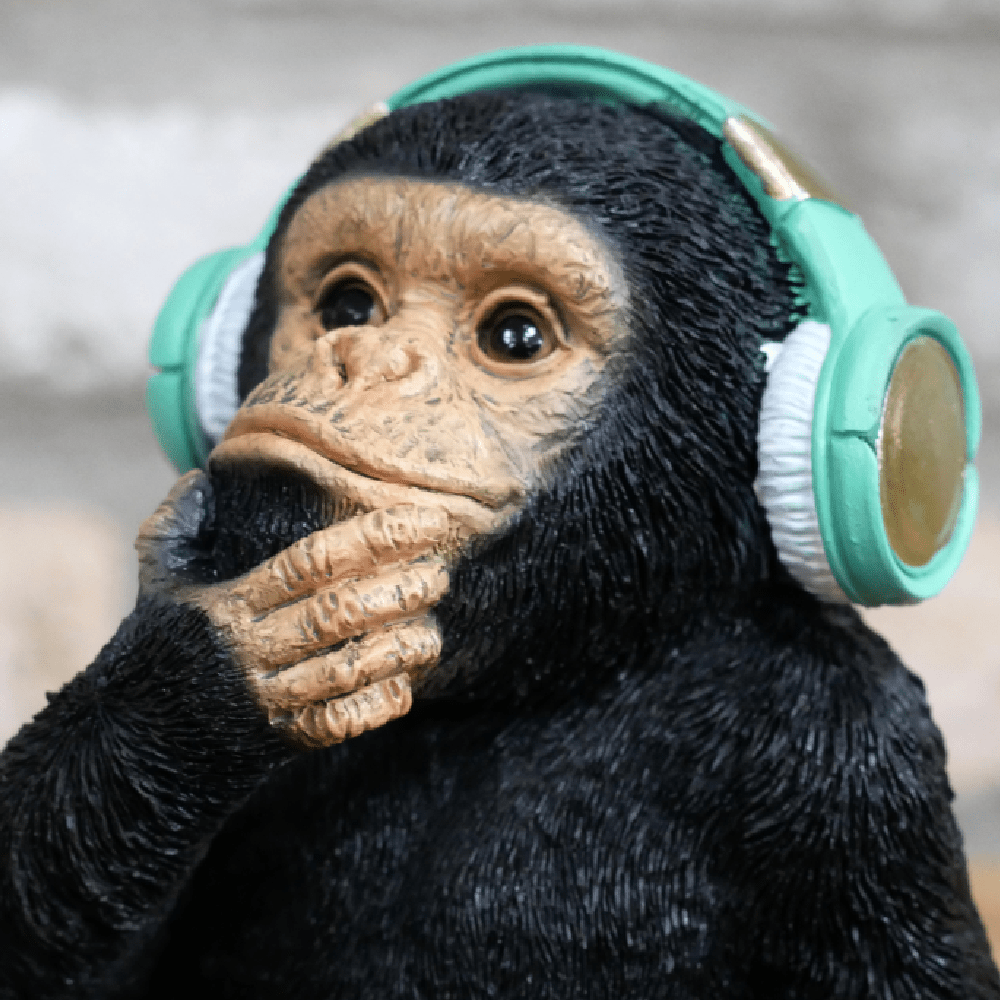 Monkey With Headphones Ornament 17cm - ORNAMENTS - Beattys of Loughrea