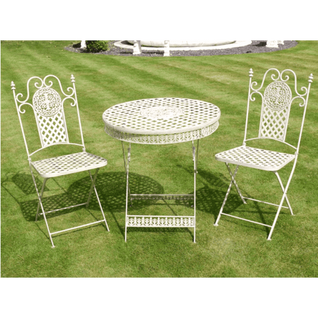 White Garden Bistro Patio Set Metal - METAL GDN FURN SET 4+ SEATS - Beattys of Loughrea
