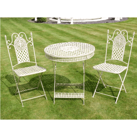 White Garden Bistro Patio Set Metal - METAL GDN FURN SET 4+ SEATS - Beattys of Loughrea