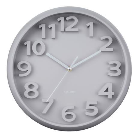Wall Clock Elevated Classic Numbers Warm Grey - CLOCKS - Beattys of Loughrea