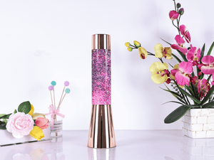 Rose Gold Metallic Glitter Lamp - TABLE/BEDSIDE LAMPS - Beattys of Loughrea