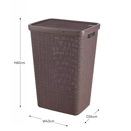 Curver Rectangular Laundry Basket 58L Litres - Peppercorn - CLEANING PVC BASIN/LAUNDRY/DRAINERS - Beattys of Loughrea