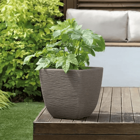 Stewart Cotswold Dark Brown Square Planter 38cm - PLANTER POT CLAY / CERAMIC - Beattys of Loughrea