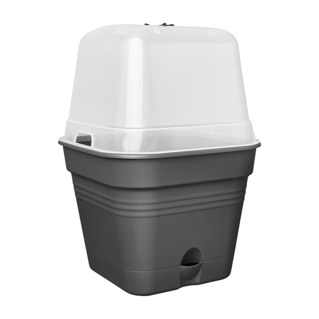 Elho Green Basics Growpot Square All - in - 1 20cm Living Black - PLANTER POT CLAY / CERAMIC - Beattys of Loughrea