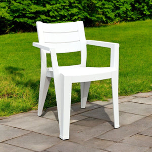 Keter Julie White Stacking Garden Chair - SINGLE GARDEN BENCH/ CHAIR - Beattys of Loughrea