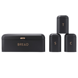 Salter Pebble 4 - Piece Bread Bin & Canister Set - Charcoal - ENAMELWARE/JARS/TRAYS - Beattys of Loughrea