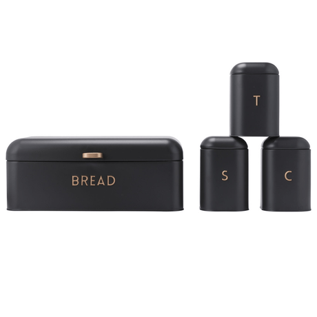 Salter Pebble 4 - Piece Bread Bin & Canister Set - Charcoal - ENAMELWARE/JARS/TRAYS - Beattys of Loughrea