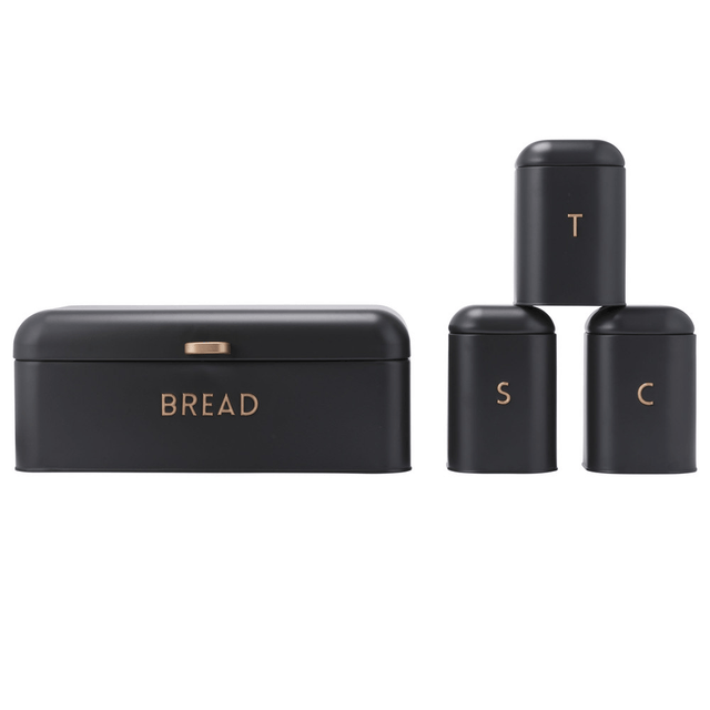 Salter Pebble 4 - Piece Bread Bin & Canister Set - Charcoal - ENAMELWARE/JARS/TRAYS - Beattys of Loughrea