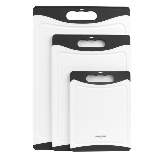 Salter 3 - Piece Plastic Chopping Board Set – Black/White - PLASTICS - STORAGE LUNCH BOX BEAKER - Beattys of Loughrea