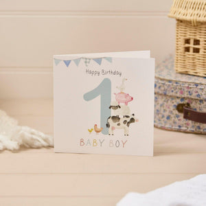 R13 HAPPY 1ST BIRTHDAY BABY BOY MINI FARM ANIMALS ARD 4MF212