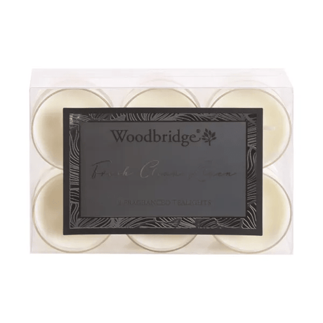 Woodbridge Fresh Clean Linen - Tealights (12 Pieces) - CANDLES - Beattys of Loughrea