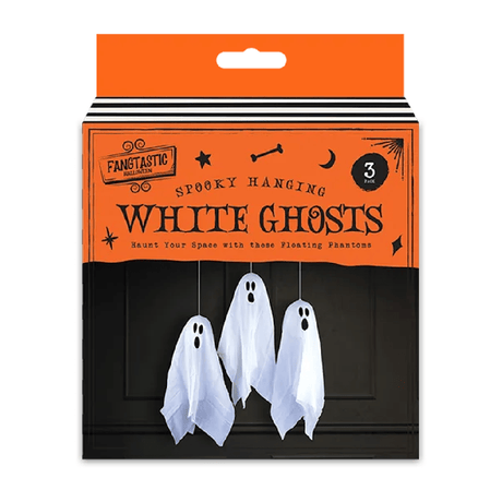 White Hanging Ghosts Halloween Decorations 3pk - HALLOWEEN, PKT MONEY, JOKE - Beattys of Loughrea