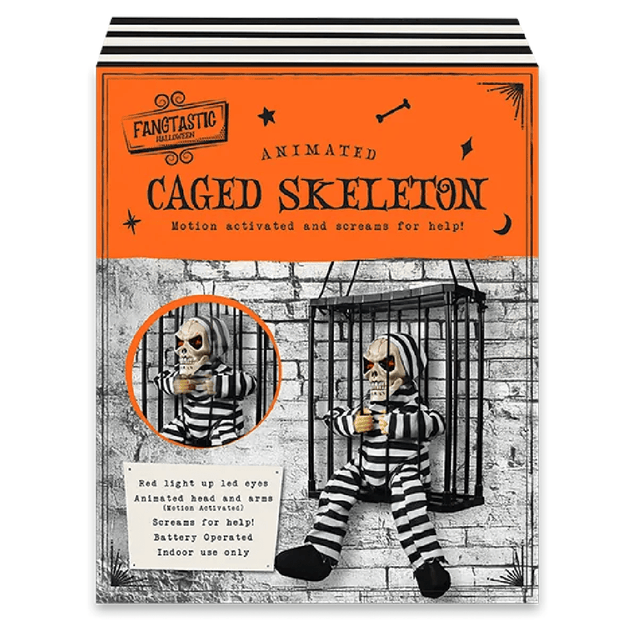 Caged Skeleton Prisoner Halloween Decoration - HALLOWEEN, PKT MONEY, JOKE - Beattys of Loughrea
