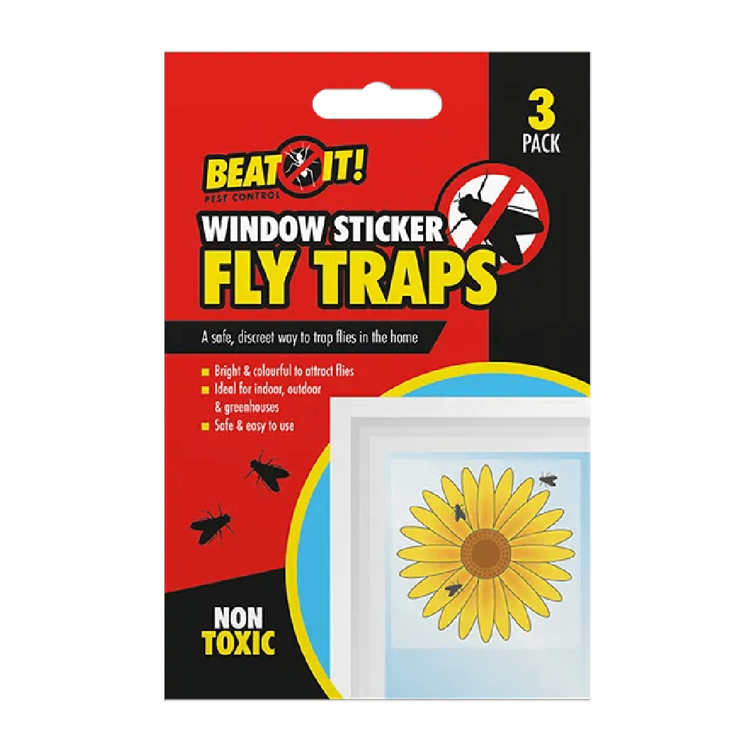 Window Sticker Fly Traps - 3 Pack - VERMIN BAIT/TRAP/FLY SPRAY - Beattys of Loughrea