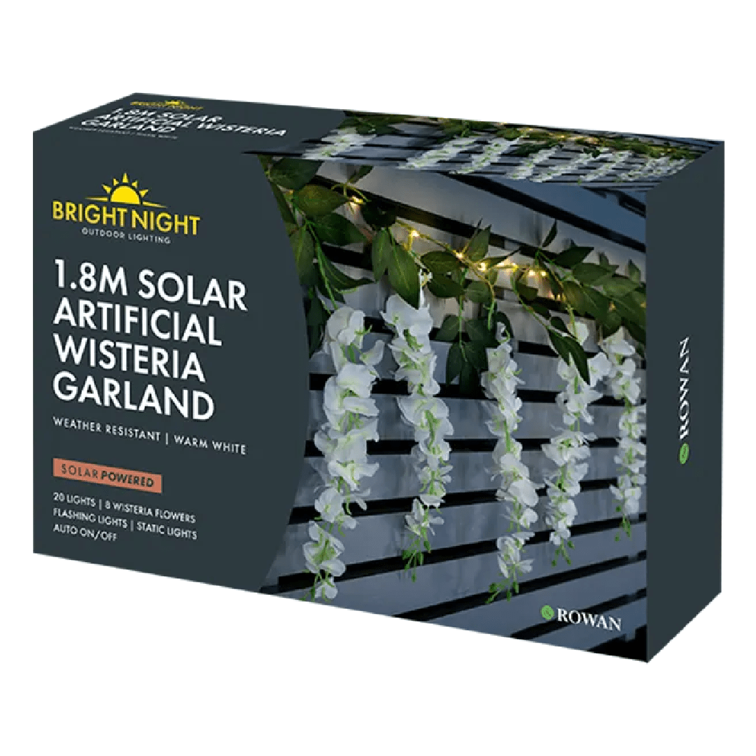 Solar LED Artificial Wisteria Garland 1.8M - GARDEN ORNAMENTS INCL SOLAR - Beattys of Loughrea