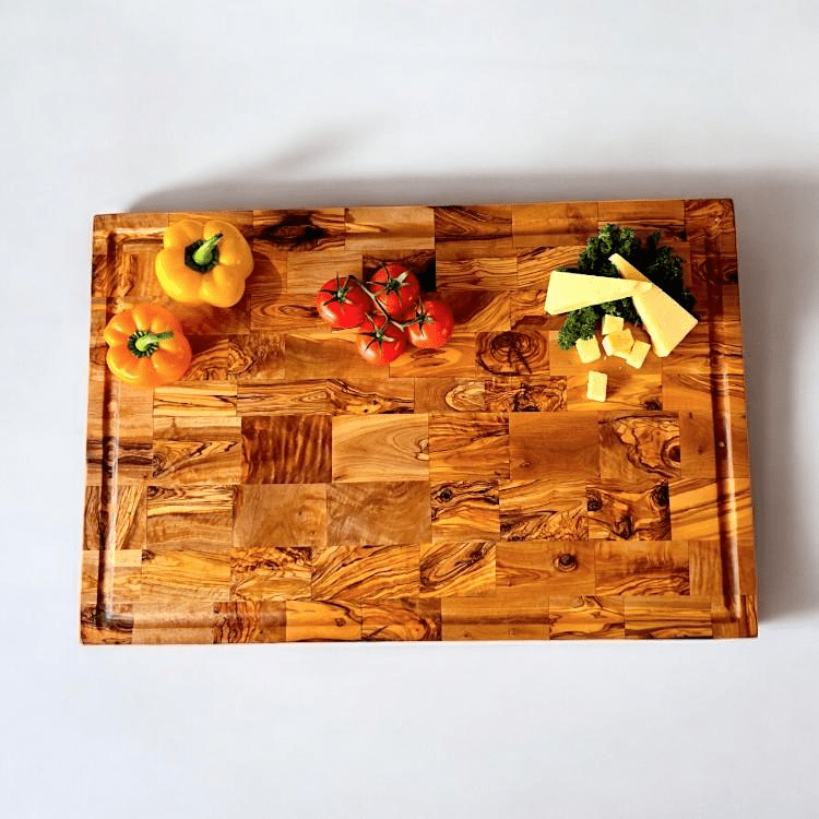 Olive Wood Rectangular End Grain Cutting Board 30cm - WOODEN KITCHENWARE /ACCESSORIES - Beattys of Loughrea
