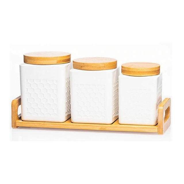 Newgrange Living White Ceramic 3 piece Ceramic Cannister Set - MUG SETS - Beattys of Loughrea