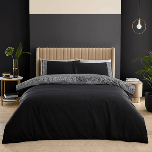 Catherine Lansfield Artemis Black Greek Key Duvet Set - Single - DUVET COVERS - Beattys of Loughrea