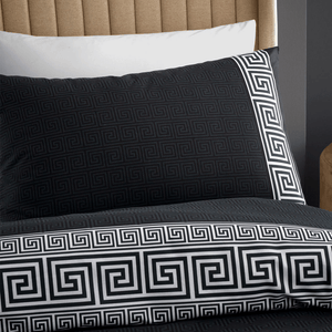 Catherine Lansfield Artemis Black Greek Key Duvet Set - Kingsize - DUVET COVERS - Beattys of Loughrea