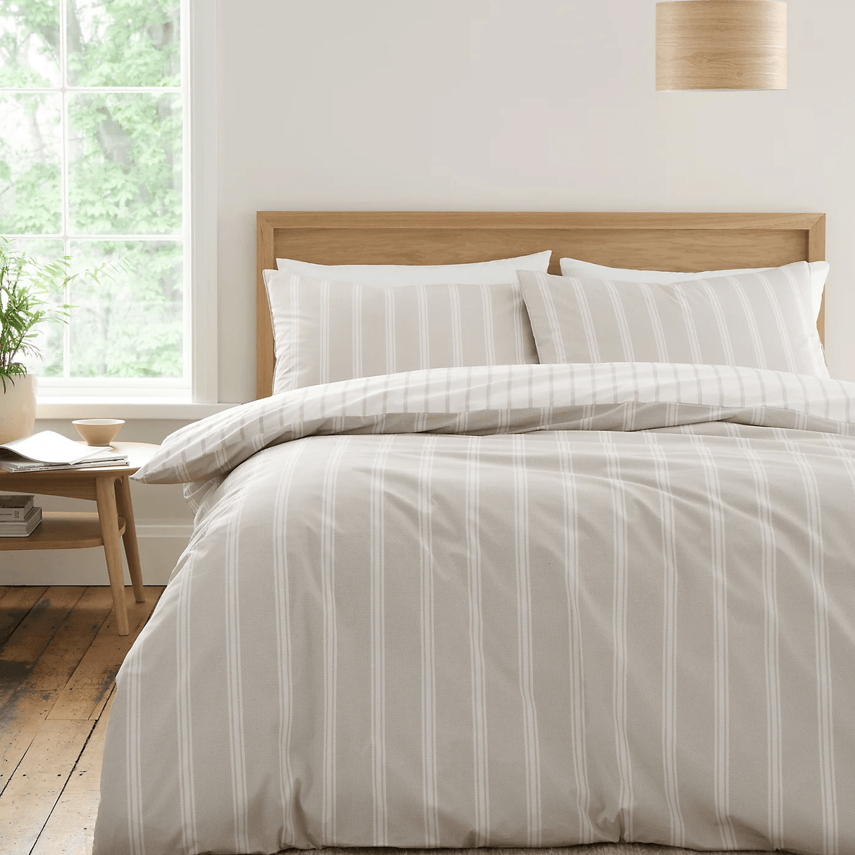 Bianca 200 Thread Count Ashford Stripe Natural Duvet Set - Kingsize - DUVET COVERS - Beattys of Loughrea