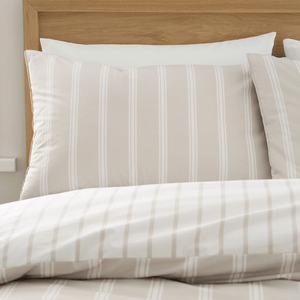 Bianca 200 Thread Count Ashford Stripe Natural Duvet Set - Kingsize - DUVET COVERS - Beattys of Loughrea