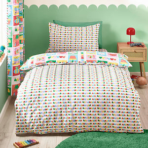 Catherine Lansfield Kids Curious Caterpillar Reversible Double Duvet Cover Set with Pillowcases Bright