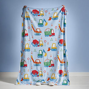 Catherine Lansfield Kids Digger Dreams Cosy Fleece 130 x 170cm Blanket Throw Blue
