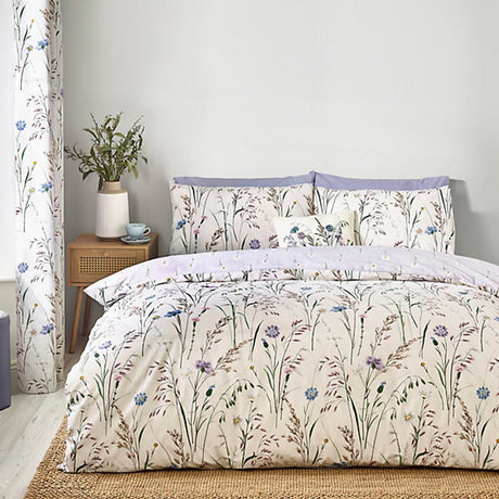 Catherine Lansfield Grasmere Floral Reversible King Size Duvet Cover Set with Pillowcases Lilac - DUVET COVERS - Beattys of Loughrea