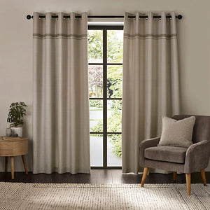 Catherine Lansfield Melville 66 x 72 Inch Lined Eyelet Curtains Two Panels Natural