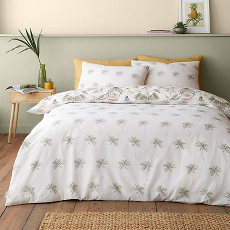 Catherine Lansfield Paradiso Palm Reversible Super King Duvet Cover Set with Pillowcases Natural - DUVET COVERS - Beattys of Loughrea