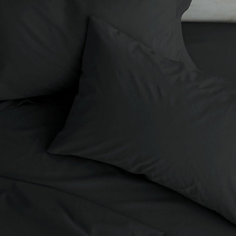Catherine Lansfield Pillowcases Easy Iron Percale Standard 50 x 75cm Pack of 2 Pillow cases with envelope closure Black - PILLOW CASES - Beattys of Loughrea