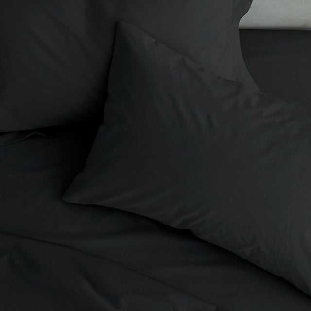 Catherine Lansfield Pillowcases Easy Iron Percale Standard 50 x 75cm Pack of 2 Pillow cases with envelope closure Black