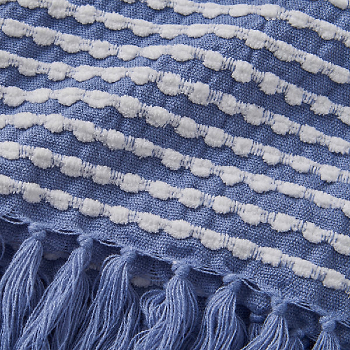 Catherine Lansfield Stab Stitch Embellished 125 x 150 cm Blanket Throw Blue - BED SPREADS/COVERS/QUILTS - Beattys of Loughrea