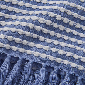 Catherine Lansfield Stab Stitch Embellished 125 x 150 cm Blanket Throw Blue - BED SPREADS/COVERS/QUILTS - Beattys of Loughrea