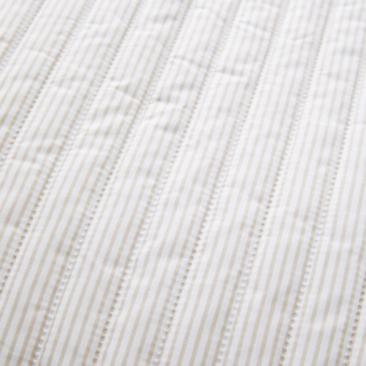 Catherine Lansfield Stripe Quilted Reversible 220 x 230cm Bedspread Natural