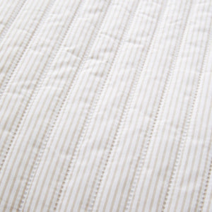 Catherine Lansfield Stripe Quilted Reversible 220 x 230cm Bedspread Natural